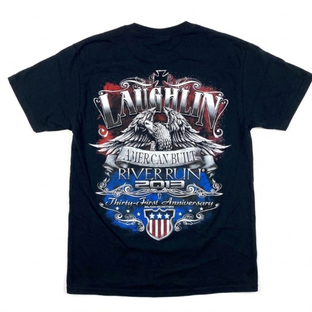 Laughlin River Run 2013 T-Shirt Men’s M Black American Built Eagle Biker 31st